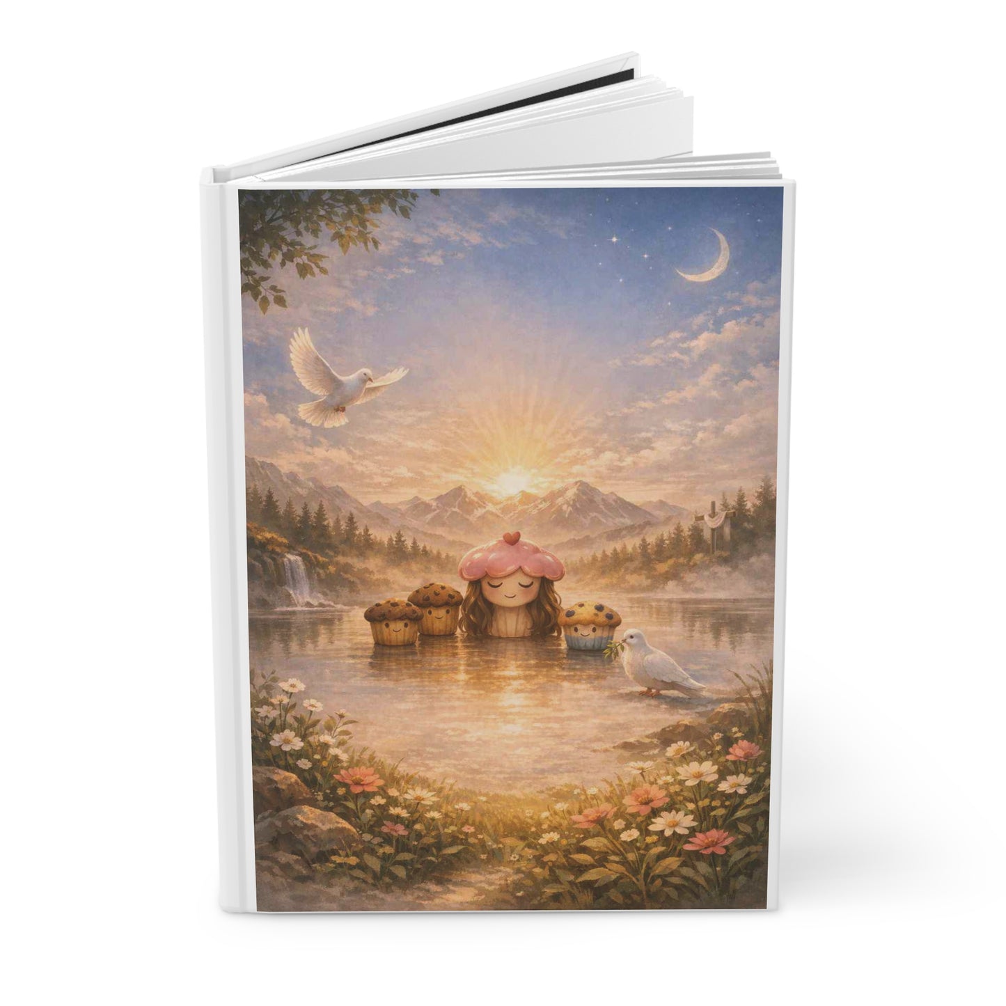 Whimsical Sunrise Mushroom Journal — Cute Muffins & Mum Logo Hardcover