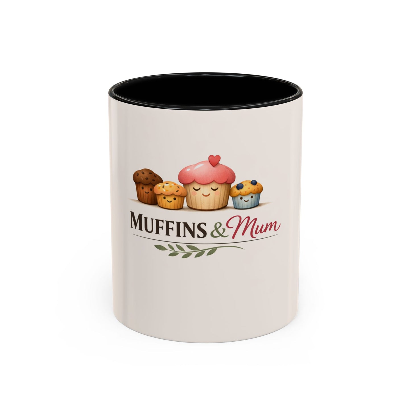 Muffins & Mum Accent Coffee Mug — Cute Baking Mom Gift (11/15 oz)