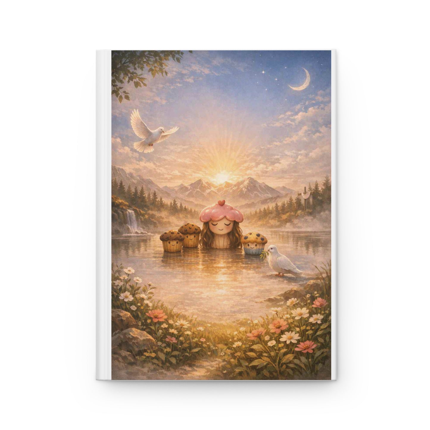 Whimsical Sunrise Mushroom Journal — Cute Muffins & Mum Logo Hardcover